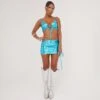 EGO High Waist Ruched Detail Mini Bodycon Skirt In Blue Metallic -Sperrryego Store 23 05 23 ming102911 s