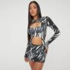 EGO Long Sleeve Double Layered Crop Top In Monochrome Printed Slinky -Sperrryego Store 23 11 22 july29443 sq