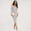 EGO Long Sleeve Notch Detail Midi Bodycon Dress In Grey Ribbed -Sperrryego Store 24 02 23 nahome62206 s