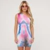 EGO One Shoulder Body Print Mini Bodycon Dress In Blue Multi -Sperrryego Store 25 04 23 em89633 s