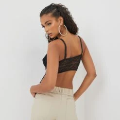 EGO Hook And Eye Detail Strappy Corset Crop Top In Black Lace -Sperrryego Store 25 05 22 pam4832 copy