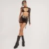 EGO High Waist Ruched Side Detail Mini Bodycon Skirt In Black Fishnet -Sperrryego Store 25 05 23 jul106196 sq