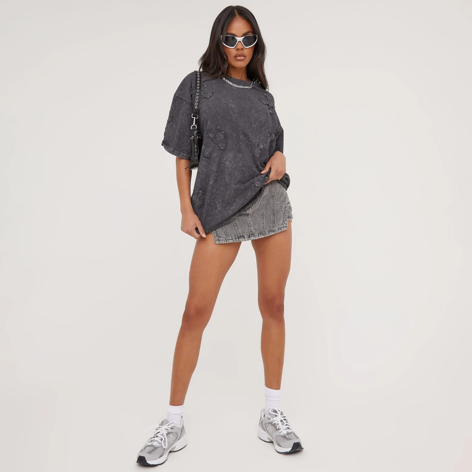 EGO Oversized Crucifix Detail T-Shirt In Grey 6 EGO Oversized Crucifix Detail T-Shirt In Grey - Image 4