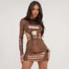 EGO Long Sleeve Cut Out Back Strappy Detail Mini Bodycon Dress In Bronze Metallic 1 EGO Long Sleeve Cut Out Back Strappy Detail Mini Bodycon Dress In Bronze Metallic -Sperrryego Store 27 04 23 jul91339 s