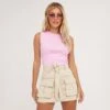 EGO Tie Waist Detail Pocket Cargo Mini Skirt In Stone 2 EGO Tie Waist Detail Pocket Cargo Mini Skirt In Stone -Sperrryego Store 27 06 23 emh125271 s