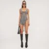 EGO Low Scoop Neck Extreme Lace Up Detail Tie Back Split Side Mini Dress In Grey -Sperrryego Store 28 02 23 jul62972 s