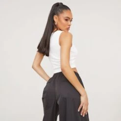 EGO Sleeveless Cross Patch Detail Cropped Vest In White -Sperrryego Store 28 02 23 jul63041 s