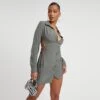 EGO Long Sleeve Lace Up Side Detail Mini Shirt Dress In Khaki 2 EGO Long Sleeve Lace Up Side Detail Mini Shirt Dress In Khaki -Sperrryego Store 29 11 22 pam30924 copy