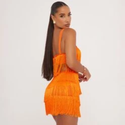 EGO High Waist Tassel Detail Mini Bodycon Skirt In Orange -Sperrryego Store 30 05 23 ming107167 s