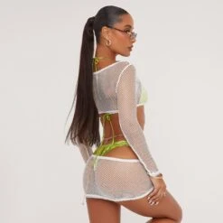 EGO Micro Mini Bodycon Skirt In White Fishnet -Sperrryego Store 30 05 23 ming107703 sq