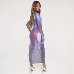 EGO Long Sleeve Body Print Maxi Dress In Blue Multi Mesh -Sperrryego Store 31 01 23 unya51605 s