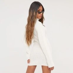 EGO Long Sleeve Roll Neck Mini Bodycon Dress In Cream Knit 8 EGO Long Sleeve Roll Neck Mini Bodycon Dress In Cream Knit -Sperrryego Store 31 01 23 unya52249 s