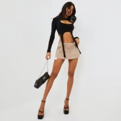 EGO Long Sleeve Double Layered Crop Top In Black Slinky 8 EGO Long Sleeve Double Layered Crop Top In Black Slinky -Sperrryego Store clh169 bk 3 1