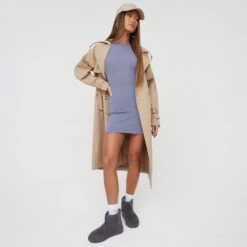 EGO Sleeveless Super Stretch Racer Mini Bodycon Dress In Grey -Sperrryego Store clh312 13 12 22 unya35110 s 1 2